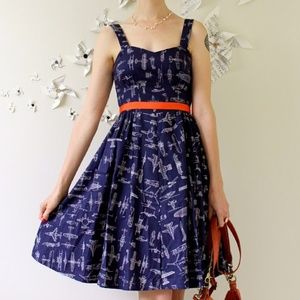 ModCloth On A Barrel Roll Airplane Print Dress XS